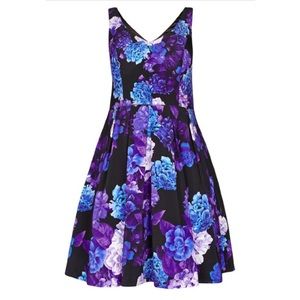 City Chic Hydrangea Fit and Flare dress size XL 22